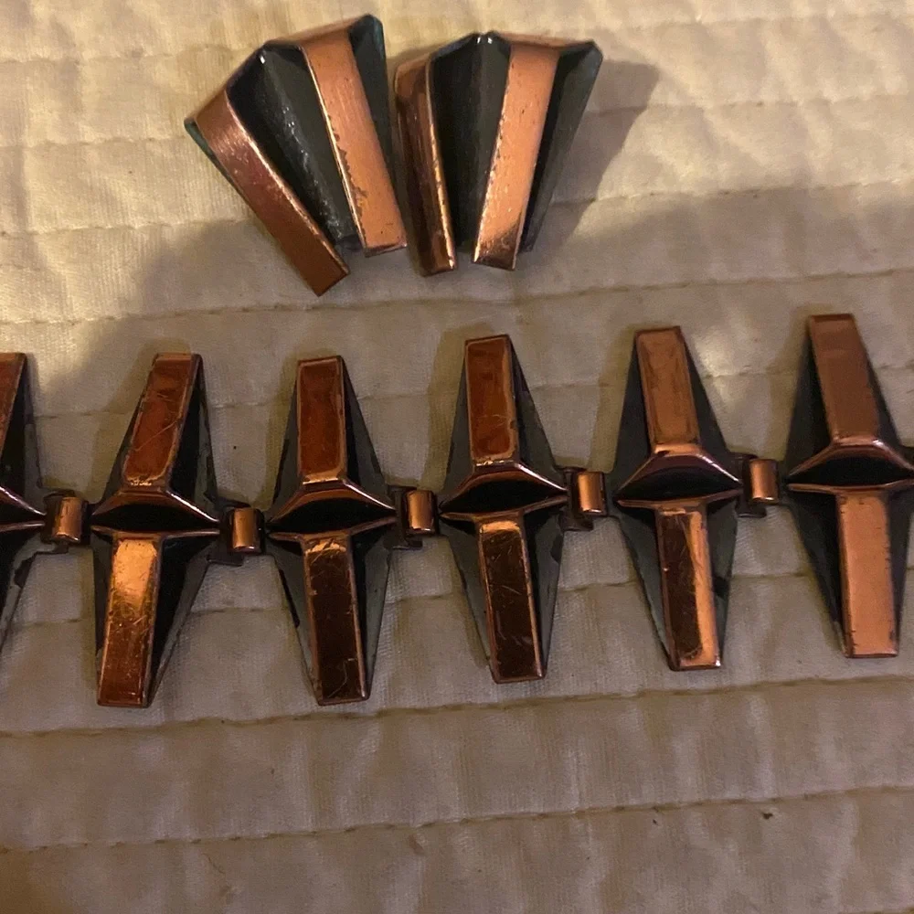 vintage Renoir copper bracelet and matching clip-on earrings,